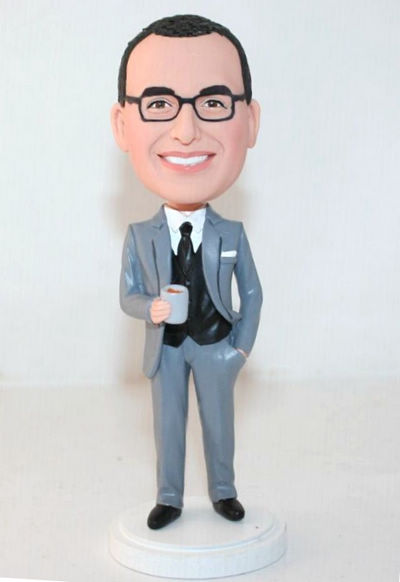 Custom bobblehead doll for Groomsman with scotch glass