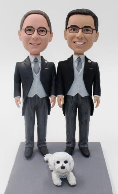 Custom male couple wedding cake topper make from photo